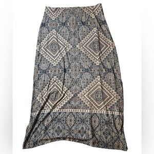 Chico's Black and White Asymmetrical A-line Maxi Skirt